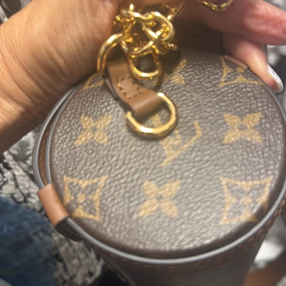 Brown and Gold Monogram Cylinder Clutch - Picture 10 of 10